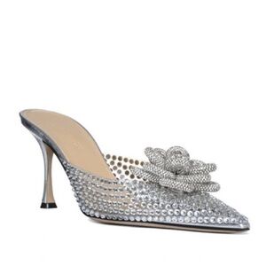 Mach & Mach Carrie Crystal Flower Pointed Toe Mule Heels 36.5